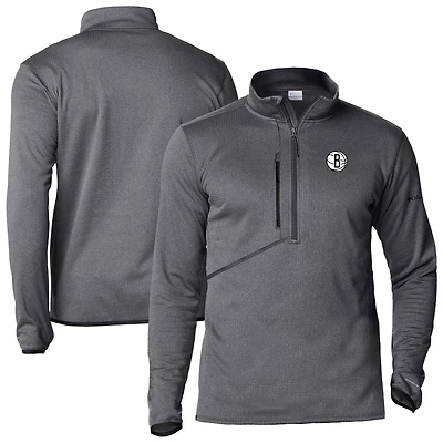 Men's Columbia Gray Brooklyn Nets Park View Half-Zip Top