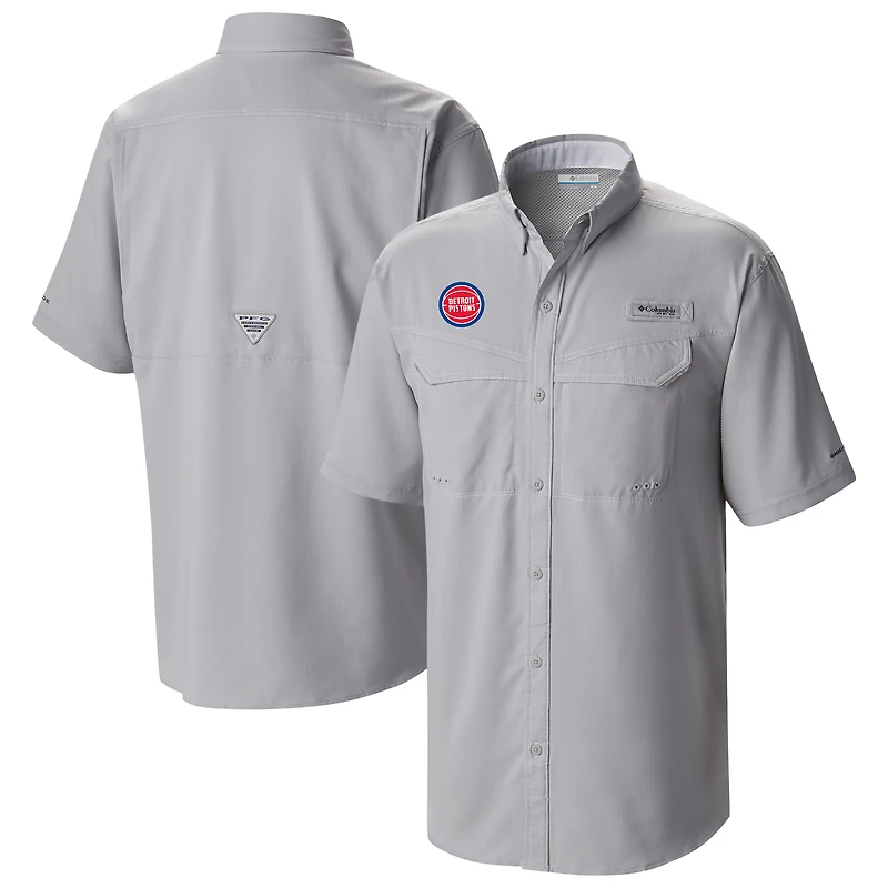 Men's Columbia Gray Detroit Pistons Omni-Wick Low Drag Offshore Button-Up Shirt