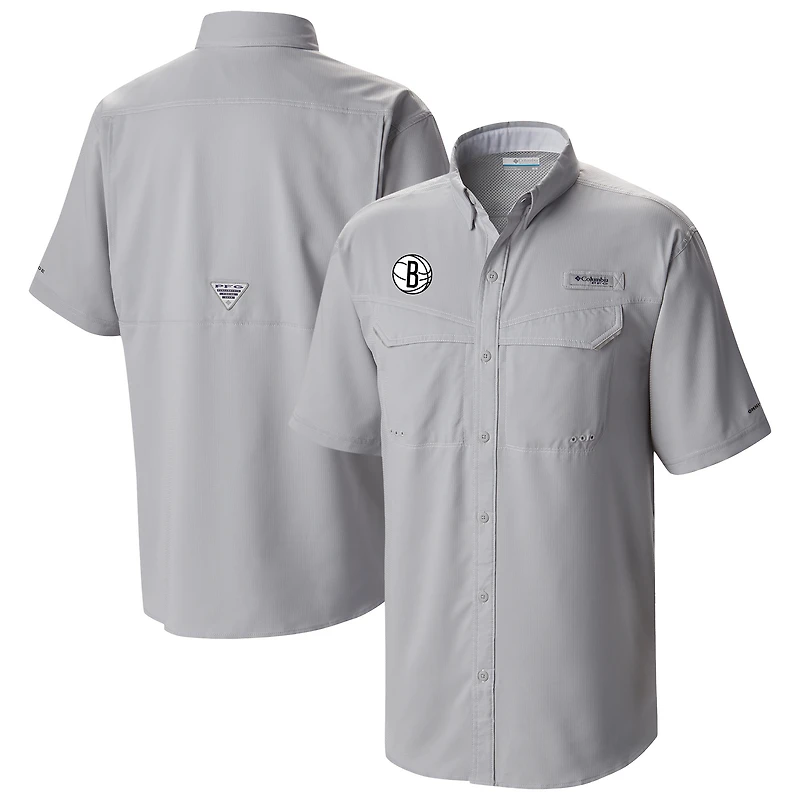 Men's Columbia Gray Brooklyn Nets Omni-Wick Low Drag Offshore Button-Up Shirt