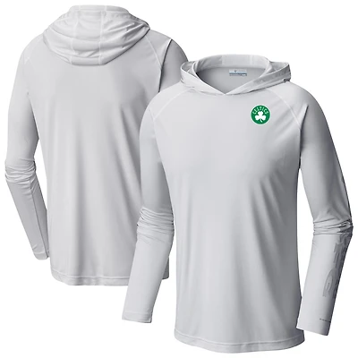 Men's Columbia White Boston Celtics Terminal Tackle Long Sleeve Hoodie T-Shirt