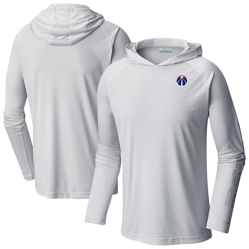 Men's Columbia White Washington Wizards Terminal Tackle Long Sleeve Hoodie T-Shirt