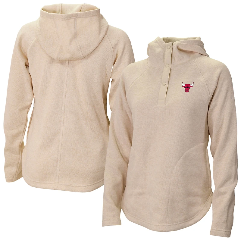 Women's Columbia White Chicago Bulls Sweater Weather Quarter-Snap Hoodie