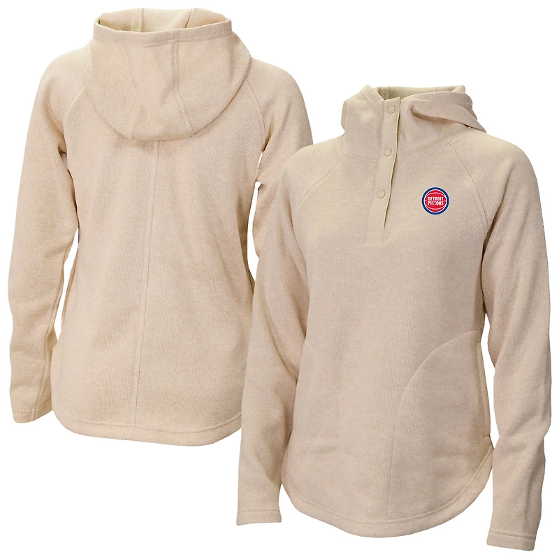 Women's Columbia White Detroit Pistons Sweater Weather Quarter-Snap Hoodie
