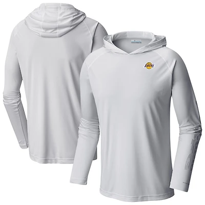 Men's Columbia  White Los Angeles Lakers PFG Super Terminal Tackle Hoodie
