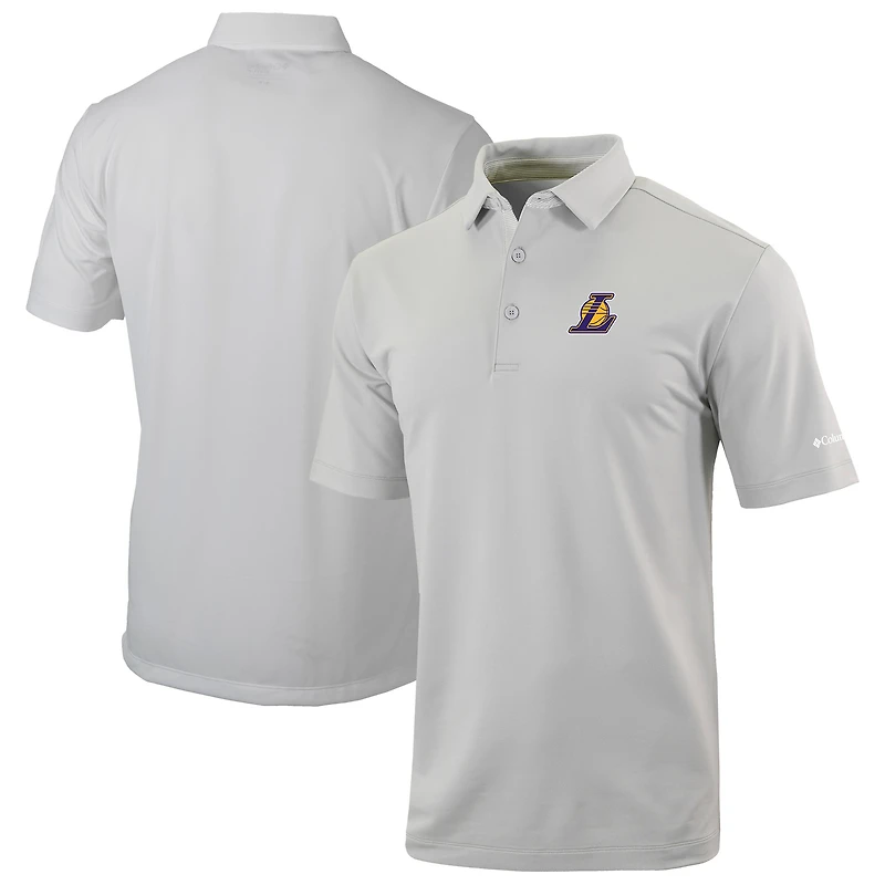 Men's Columbia Gray Los Angeles Lakers Omni-Wick Even Lie Polo