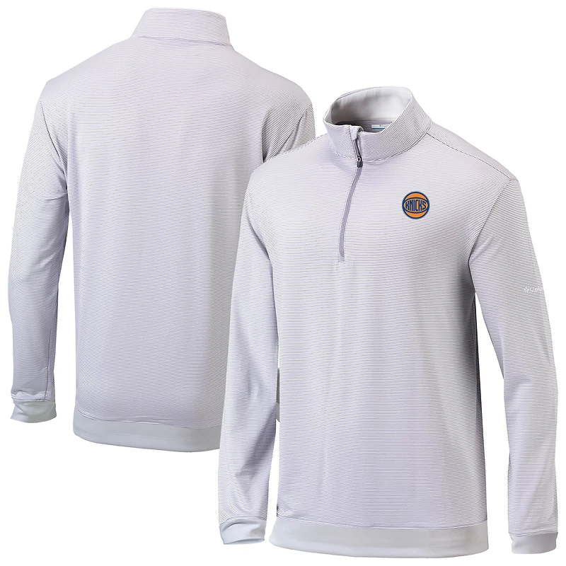 Men's Columbia Gray/White New York Knicks Omni-Wick Even Lie Quarter-Zip Top