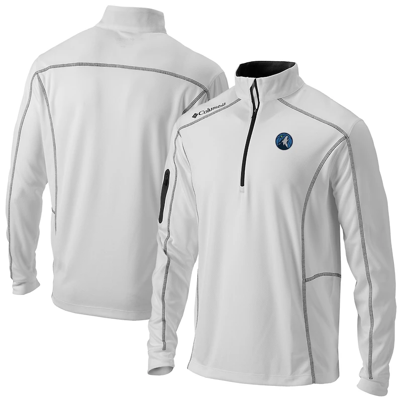 Men's Columbia  White Minnesota Timberwolves Omni-Wick Shotgun Quarter-Zip Jacket
