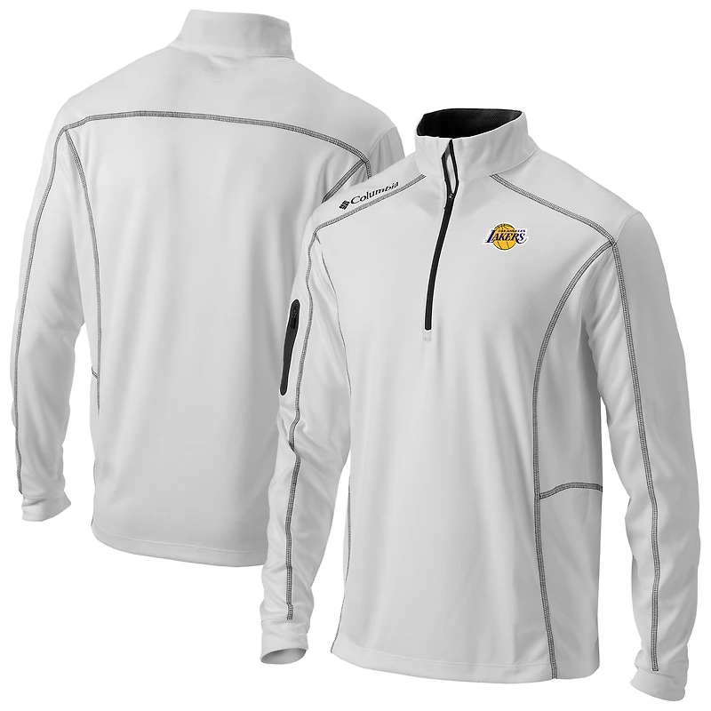 Men's Columbia  White Los Angeles Lakers Omni-Wick Shotgun Quarter-Zip Jacket