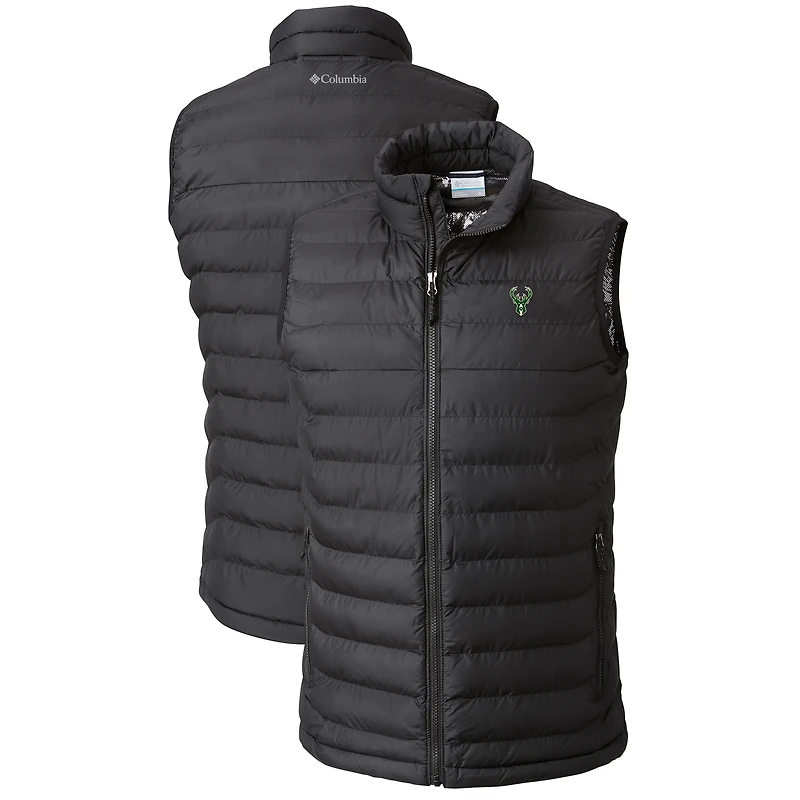 Men's Columbia  Black Milwaukee Bucks Powder Lite Omni-Heat Reflective Full-Zip Vest