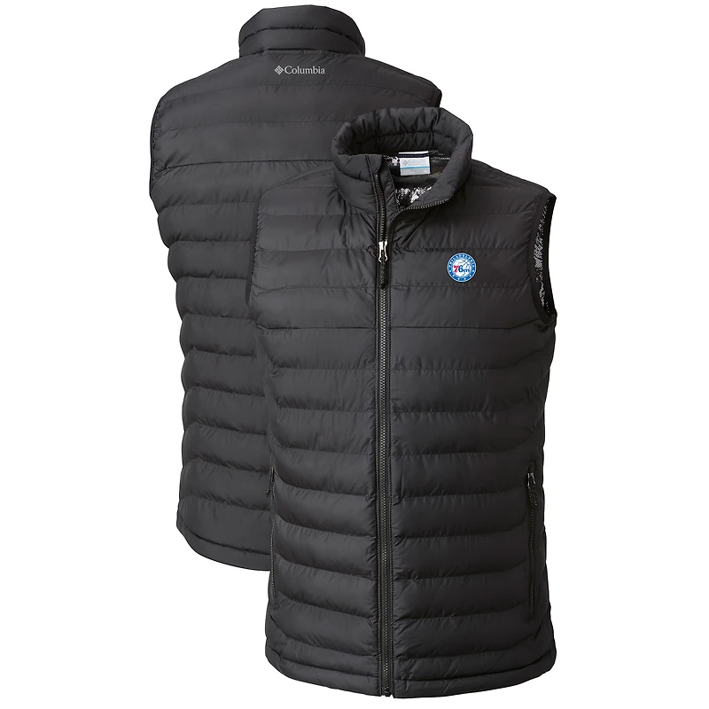Men's Columbia  Black Philadelphia 76ers Powder Lite Omni-Heat Reflective Full-Zip Vest