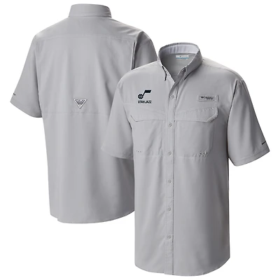 Men's Columbia  Gray Utah Jazz Omni-Wick Low Drag Offshore Button-Up Shirt