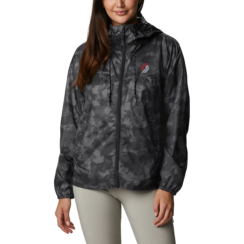 Women's Columbia Black Portland Trail Blazers Flash Challenger Novelty Full-Zip Windbreaker Jacket