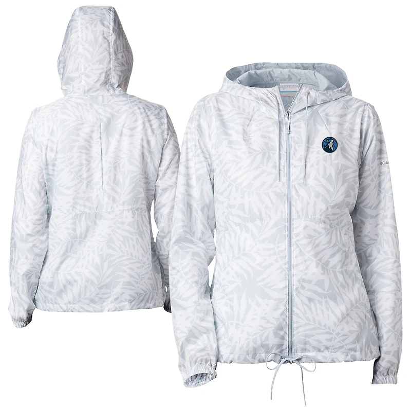 Women's Columbia White Minnesota Timberwolves Flash Forward Full-Zip Windbreaker Jacket