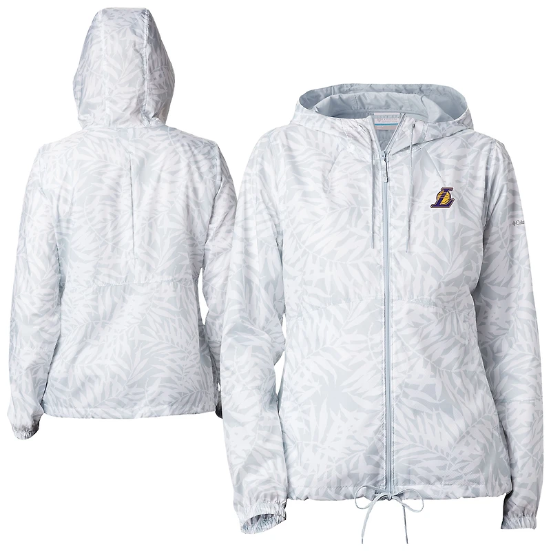 Women's Columbia White Los Angeles Lakers Flash Forward Full-Zip Windbreaker Jacket