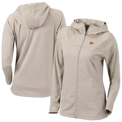 Women's Columbia Tan Los Angeles Lakers Omni-Wick Half Shot Full-Zip Hoodie
