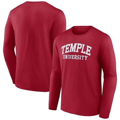Men's Cherry Temple Owls School Name Long Sleeve T-Shirt