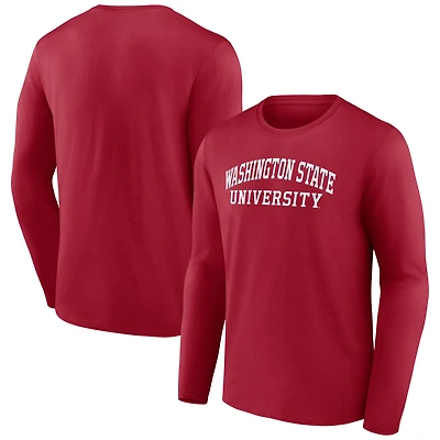 Men's Crimson Washington State Cougars School Name Long Sleeve T-Shirt