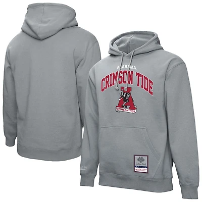Men's Mitchell & Ness  Heather Gray Alabama Crimson Tide Classic Arch Pullover Hoodie