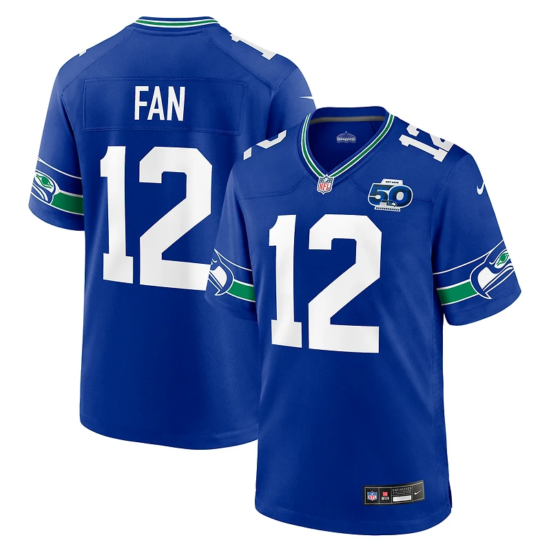 Men's Nike 12 Fan Royal Seattle Seahawks Alternate 2 50th Season Game Jersey