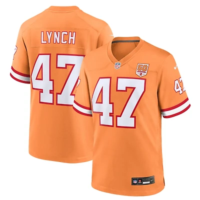 Men's Nike John Lynch Creamsicle  Tampa Bay Buccaneers 50th Season Game Jersey