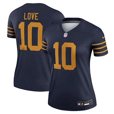 Women's Nike Jordan Love Navy Green Bay Packers The 1923 Classic Legend Player Dri-FIT Top