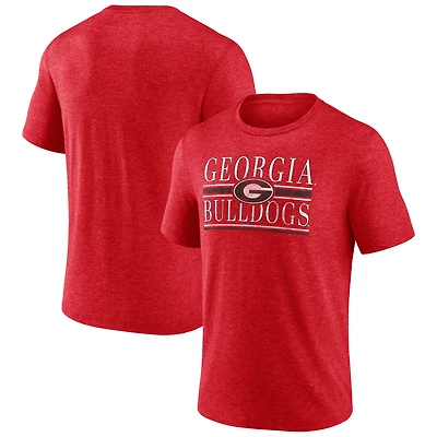 Men's Red Georgia Bulldogs Double Stripe Tri-Blend T-Shirt