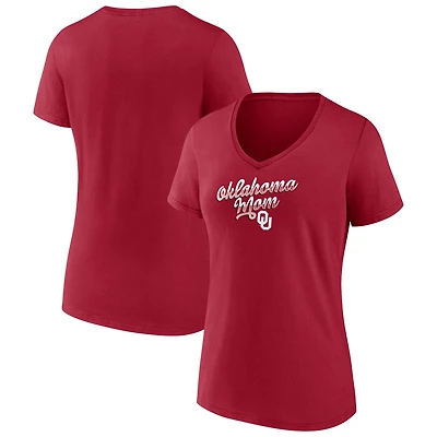 Women's Crimson Oklahoma Sooners Team Mom V-Neck T-Shirt