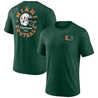 Men's Fanatics MTO Label Heather Texas Orange Miami Hurricanes Old-School Bold Tri-Blend T-Shirt