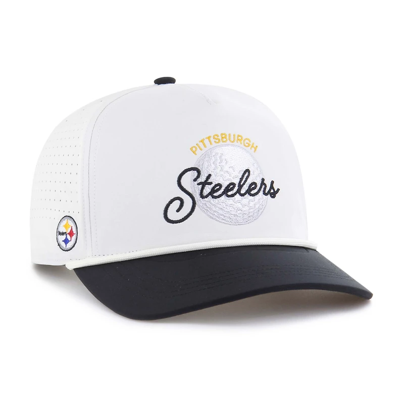 Men's '47 White/Black Pittsburgh Steelers Gimmie Golf Hitch Rope Adjustable Hat
