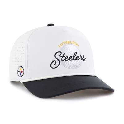 Men's '47 White/Black Pittsburgh Steelers Gimmie Golf Hitch Rope Adjustable Hat