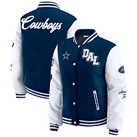 Women's WEAR by Erin Andrews Navy Dallas Cowboys Varsity Full-Snap Puffer Jacket