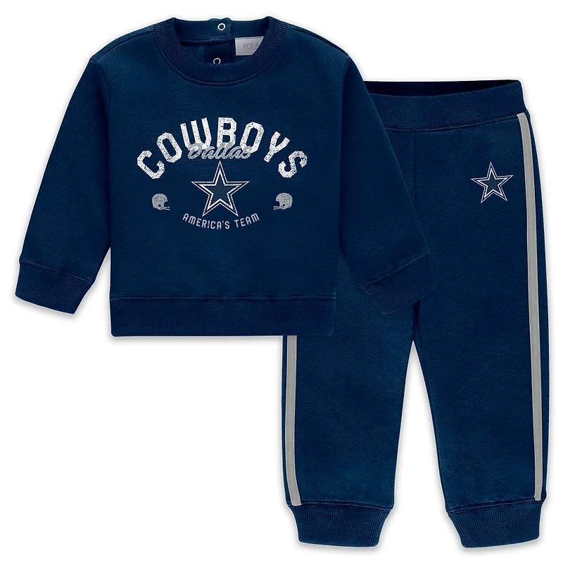 Infant & Newborn WEAR by Erin Andrews Navy Dallas Cowboys Fleece Crewneck and Pants Set
