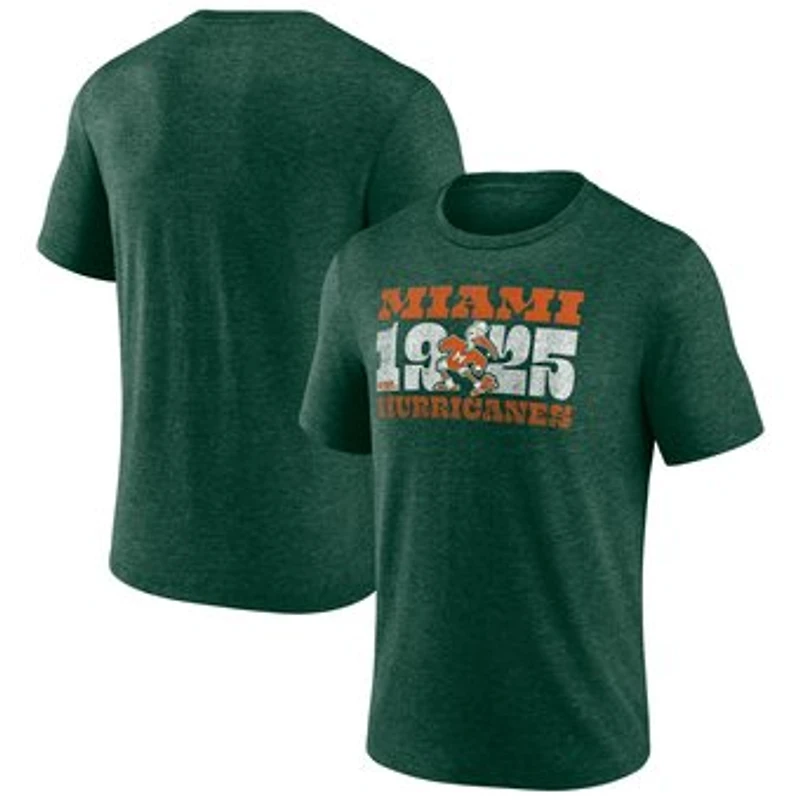 Men's Green Miami Hurricanes Established Tri-Blend T-Shirt
