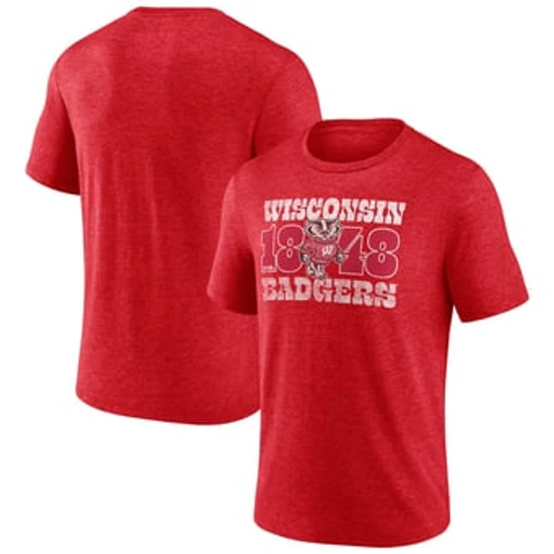 Men's Red Wisconsin Badgers Established Tri-Blend T-Shirt