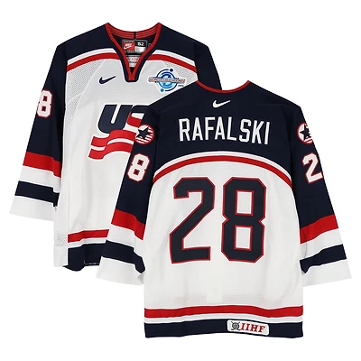 Brian Rafalski Team USA Game-Used #28 White Nike Jersey from the 2004 World Cup of Hockey