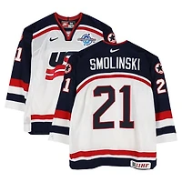 Bryan Smolinski Team USA Game-Used #21 White Nike Jersey from the 2004 World Cup of Hockey