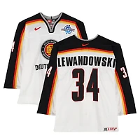 Eduard Lewandowski Team Germany Game-Used #34 White Nike Jersey vs. Team Czech Republic on September 3 during the 2004 World Cup of Hockey