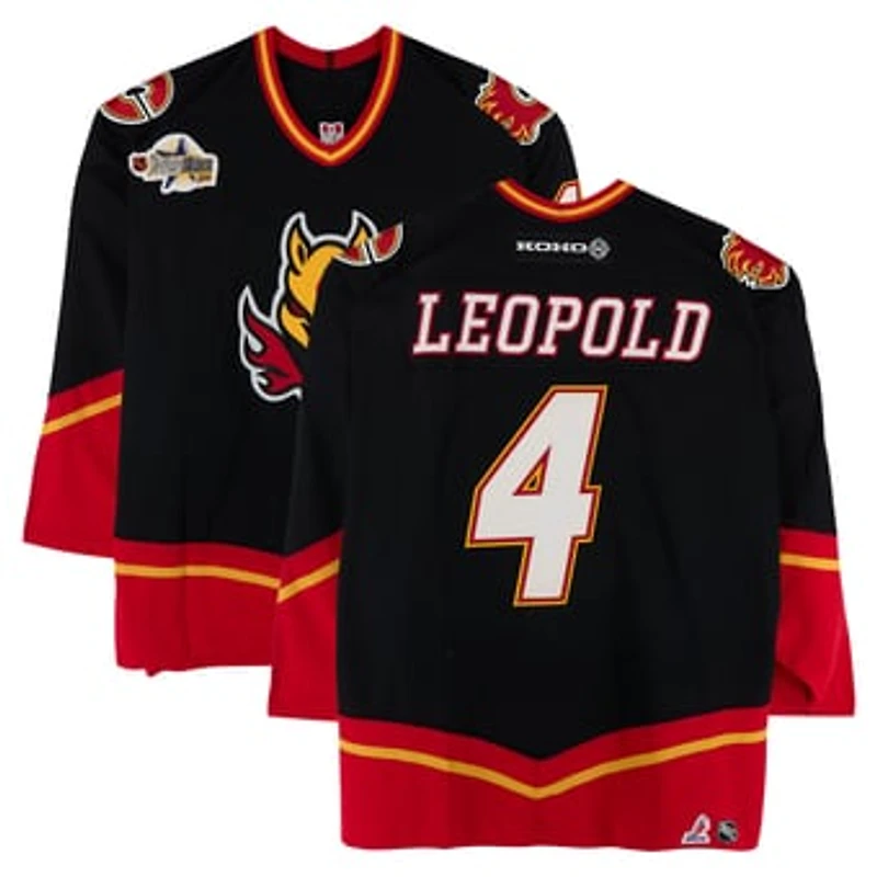 Jordan Leopold Calgary Flames Game-Used #4 Black KOHO Jersey from the 2003 NHL YoungStars Game