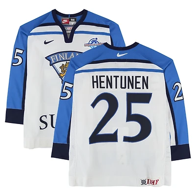 Jukka Hentunen Team Finland Game-Used #25 White Nike Jersey from the 2004 World Cup of Hockey