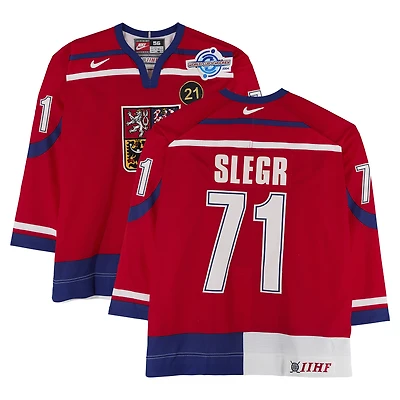 Jiří Šlégr Team Czech Republic Game-Used #71 Red Nike Jersey vs. Team Germany on September 3 during the 2004 World Cup of Hockey