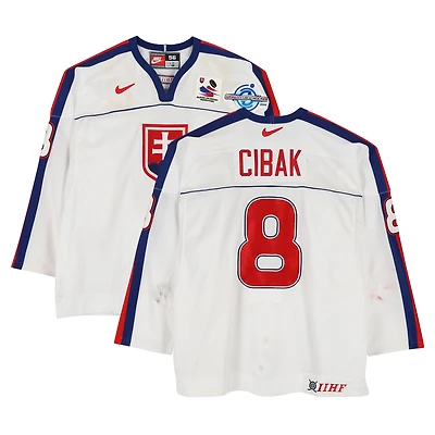 Martin Cibák Team Slovakia Game-Used #24 White Nike Jersey from the 2004 World Cup of Hockey