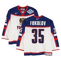 Maxim Fokolov Team Russia Game-Used #35 White Nike Jersey from the 2004 World Cup of Hockey