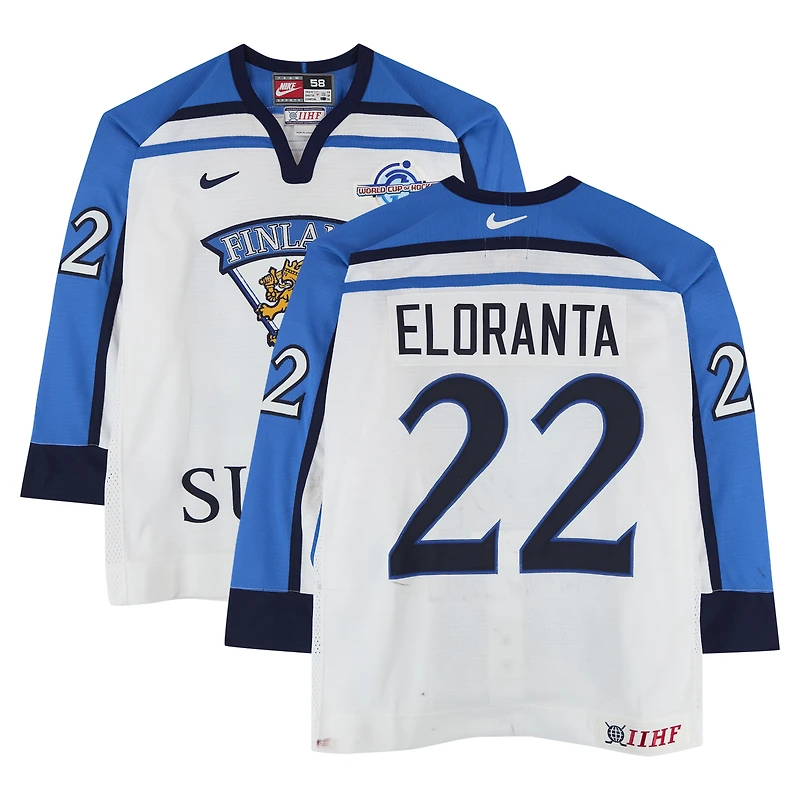 Mikko Eloranta Team Finland Game-Used #22 White Nike Jersey from the 2004 World Cup of Hockey