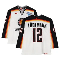 Mirko Ludemann Team Germany Game-Used #12 White Nike Jersey vs. Team Czech Republic on September 3 during the 2004 World Cup of Hockey