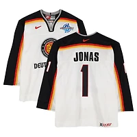 Oliver Jonas Team Germany Game-Used #1 White Nike Jersey vs. Team Czech Republic on September 3 during the 2004 World Cup of Hockey