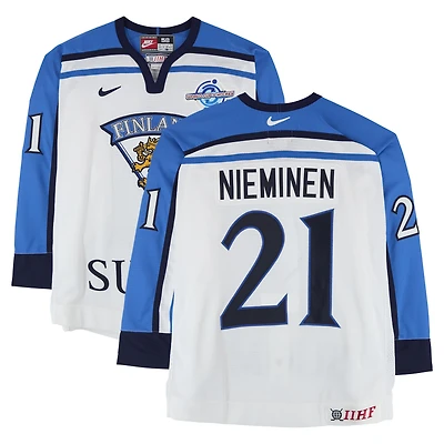 Ville Nieminen Team Finland Game-Used #21 White Nike Jersey from the 2004 World Cup of Hockey