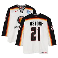 Stefan Ustorf Team Germany Game-Used #21 White Nike Jersey vs. Team Czech Republic on September 3 during the 2004 World Cup of Hockey