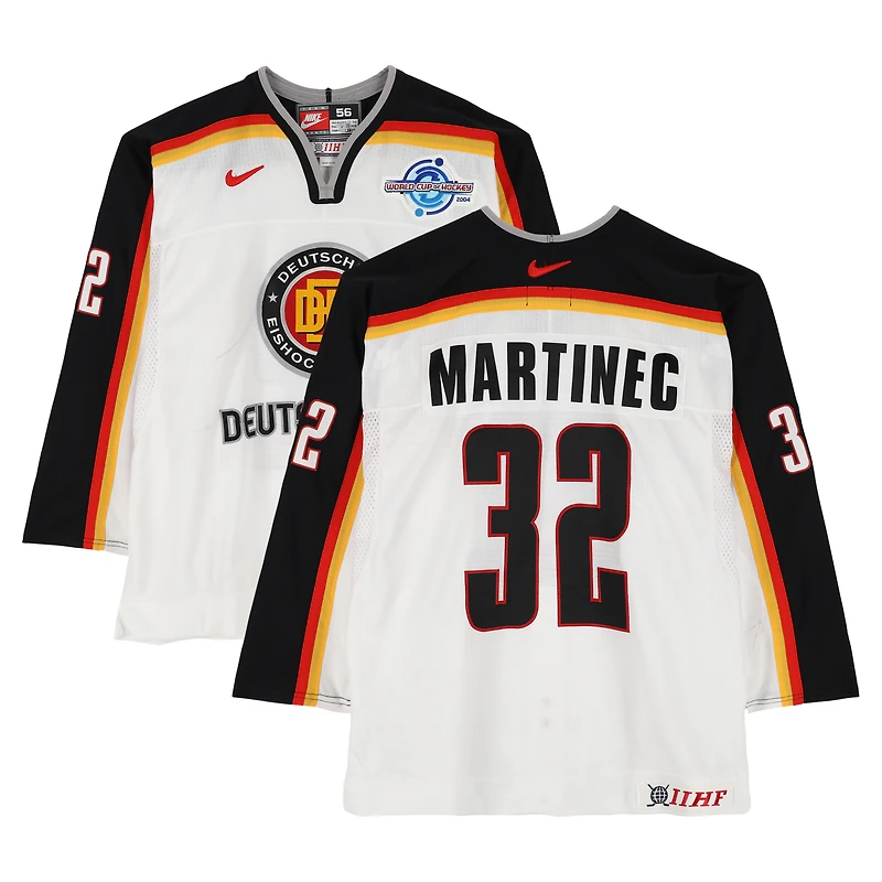 Tomas Martinec Team Germany Game-Used #32 White Nike Jersey vs. Team Czech Republic on September 3 during the 2004 World Cup of Hockey