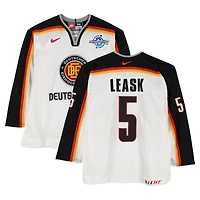 Robert Leask Team Germany Game-Used #5 White Nike Jersey vs. Team Czech Republic on September 3 during the 2004 World Cup of Hockey