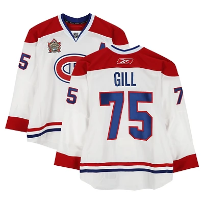Hal Gill Montreal Canadiens Practice-Used #75 White Reebok Jersey vs. Calgary Flames on February 20, 2011 - NHL Heritage Classic - Worn During Warm-Ups